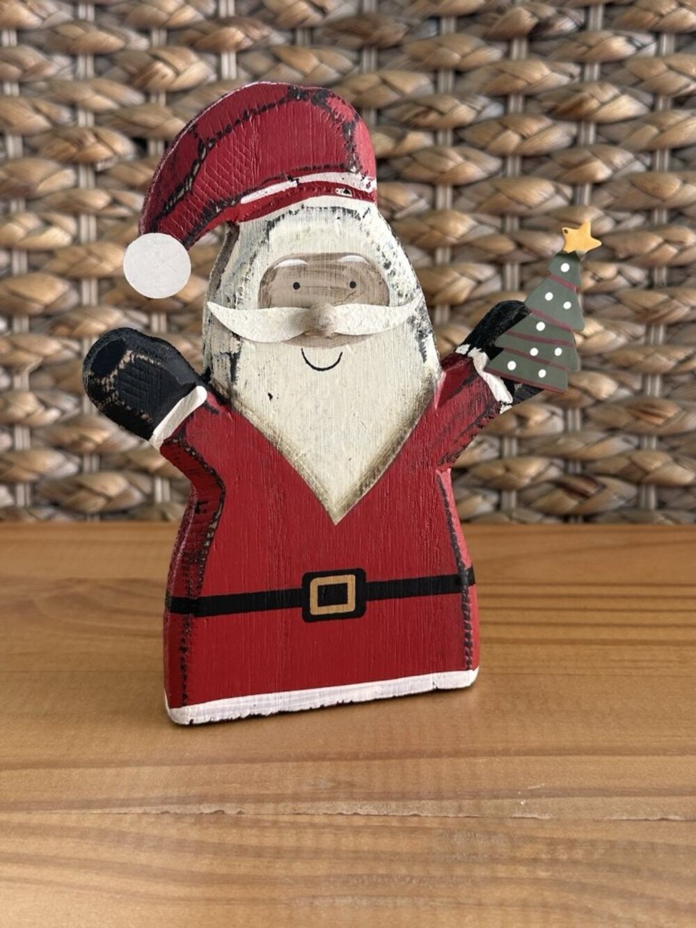 Primitives by Kathy Chunky Wood Santa Shelf Sitter Decor Christmas Holiday 6”